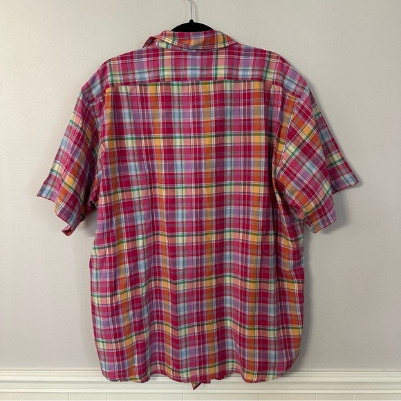 Cremieux Classics Men’s Short Sleeve Pink & Orange Plaid Button Up Sz XL GUC - Picture 8 of 8